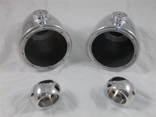 Krypt Towers7.7" Wakeboard Tower Speaker Cans, Wired Audio Pods Fit JL 770, Round Tubing Clamps fit 1.25" - 3", Polished or Black