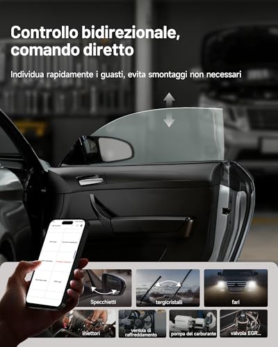 TOPDON TopScan Master Car Diagnosis, OBD2 Professional Bluetooth Diagnostic in Italian, Car Scanner for iOS and Android, 30+ Reset Services, Active Test, CAN FD&DoIP, FCA/Nissan/Renault SGW