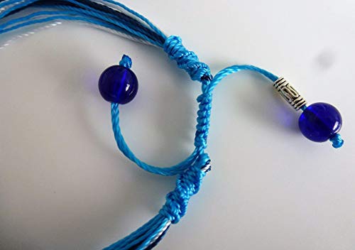 Surfing string Friendship bracelet medium 6.5-8.5 inches light blue macrame with sea glass beads adjustable knots Unisex BFF couples Beach Surf Cyber Monday deal Christmas gift under $20 - Thumbnail 7