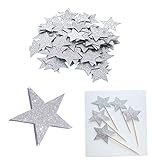 2 Packs Glitter Silver Five Stars Paper for Wedding party, Table Confetti, Festival Items & Party Props, Gold Glitter Paper Confetti (200pcs of 1