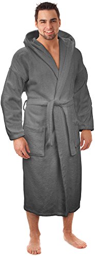 Hooded terry bathrobe made in turkey, gray, xx-large