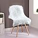 YOH Luxury Faux Sheepskin Area Rugs, Soft White Fur Rugs, Fluffy Chair Cover Seat Cushion, Modern Shaggy Furry Sheepskin Plush Carpets for Home Decor, 2 x 3ft (White & Silver Glitter)