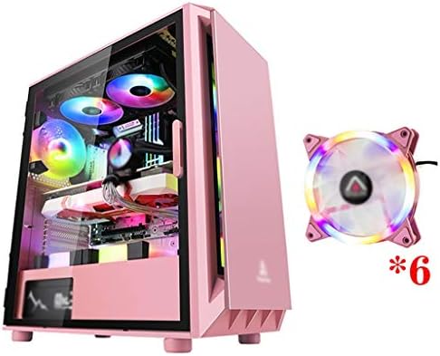 ピンクのゲーミングケース ミッドタワーatx M Atx Itx Pcゲームコンピュータケース デスクトップpcのコンピュータ用磁気ガラスサイドプレート Usb 3 0 扇風機で着色ライト Size 6 Fan