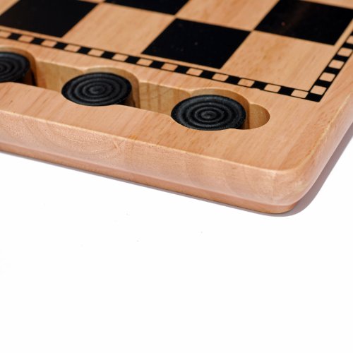 WE Games Solid Wood Checkers Set - Red & Black Traditional Style with Grooves for Wooden Pieces