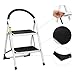 Ollieroo Step Stool Steel Support Ladder with Cushion Grip Handle, Non Skid Rubber Platform One Step 330-Pound Capacity (White)
