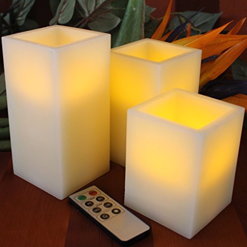 LED Lytes Amber Flameless Candles, 3 Ivory Wax with MultiFunction