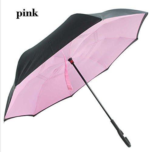 Newerlives Reverse umbrella，Marino Inverted Umbrella, Reverse Folding Inside Out Upside Down Umbrella,Outdoor Rain Away Car Umbrella (Pink)
