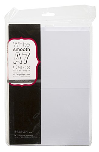 Darice 110366 Heavyweight A7 Cards W/Envelopes (5.25"X7.25") 50/Pkg, White