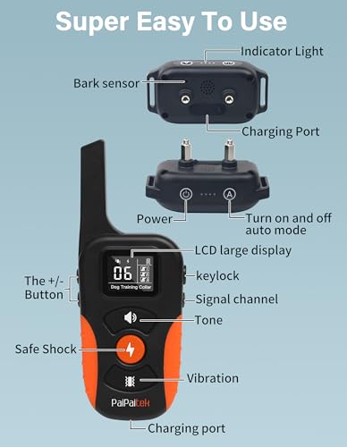 PaiPaitek 2-in-1 Dog Bark Collar and Shock Collar with Remote 3300ft Range - 5 Adjustable Sensitivity Levels, IP67 Waterproof Training Collar for Medium Large Dogs (40-150 lbs) | Indoor & Outdoor Use