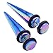 PiercingJ Mens Womens 10 Pairs Mixed Size Acrylic Taper & Barbell Round Stud Fake/Cheater/Illusion Plug Earrings Set 6g-00g Look (Blue)