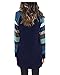 OUGES Women's Long Sleeve Round Neck Patchwork Casual Shirt Tops(Navy,S)