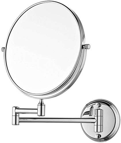 Tomex 8 Makeup Mirror/Shaving Mirror/Bathroom Mirror with 5X Magnifying Mirror & Wall Bracket with Adjustable Frame (Series:- Silver) (Style 2)