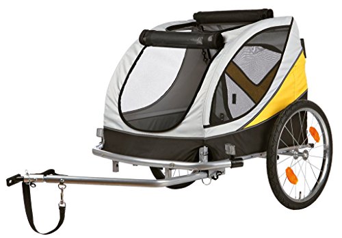 Trixie 12805 fietsaanhanger, 63 × 68 × 75 cm (M), grijs/zwart/geel