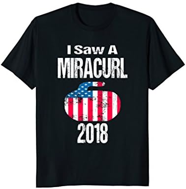 Ice Curling Shirt US Flag on Stone I Saw A Miracurl 2018