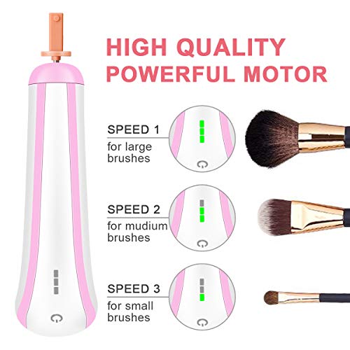 Makeup Brush Cleaner -[Upgrade Version] Three Level Intensity Adjustments Rantizon Automatic Cosmetic Brushes Cleaning Machine with 360 Degree Rotation, Professional Makeup Brush Cleaning Tool - Thumbnail 6