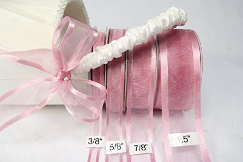 Dusty Rose Organza Ribbon with Satin Edge-25 Yards X 3/8 Inches