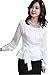 DPO Women's Chiffon Pleated Slim Fit Long Sleeve Round Neck Blouse,White Tag Size: 4Xl, US Size: 16