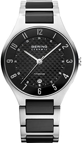 Titanium Collection Quartz Black Men's Watch With Ceramic Link Band 11739-702