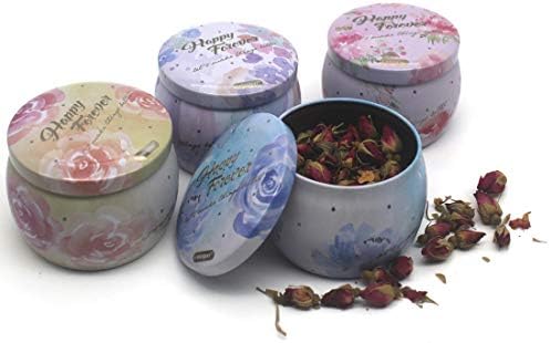 4-Pack Metal Tin Storage Boxes- Aggice Small Tin Containers for Candy Buttons,Coins,Trinkets,Small Objects (Candy)