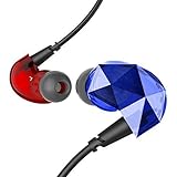 Sound Intone E6 Pro In-ear Headphones Sweatproof Sports Running Earbuds Noise Isolating Earphones with In-line Mic and Remote Control for Cellphones PC MP3 etc (Blue/Red)