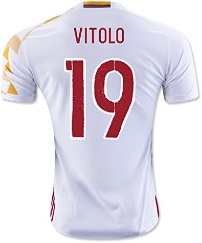 White #19 Vitolo Away Match Football Soccer Adult Jersey EURO 2016
