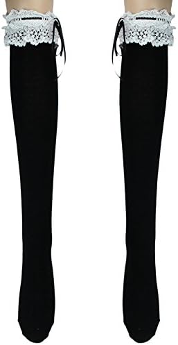 Girl's Lace Top Ribbon Stockings Thigh-Highs Over Knee Lolita Socks Cosplay Goth