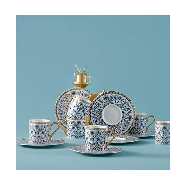 Karaca Delft Blue Kaffeetassen- Set für 6 Personen-Türkisch Kaffeetassen - Traditional kaffeetassen- Espresso Set… – Bild 4