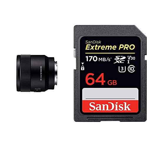 Sony SEL-50M28 Makro Objektiv (Festbrennweite, 50 mm, F2.8, Vollformat) schwarz & SanDisk Extreme Pro SDXC UHS-I…