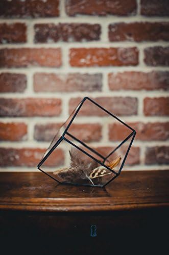Small Terrarium Cube, Stained glass vase, glass decoration, candle holder, stained glass cube