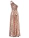 Women 's Rose Gold Sequin Maxi Long Evening Prom Dress US16