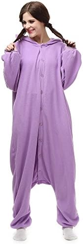 Laidisi Unisex Adult Halloween Costumes Hooded Cosplay Pyjama Jumpsuit Purple Espeon Large
