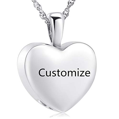 Cremation Jewelry for Ashes Holder - Heart Locket Pendant Necklace Jewelry - Keepsake Funeral Urns Memorial Gift for Women/Men, Free 20 Inch Chain+Fill Kit (Customize) - Thumbnail 7