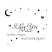 Soledi Black Vinyl Wall Decal I Love You to the Moon and Back Again Wall Sticker Letters Words Baby Kids Room Bedroom Art Wall Decor