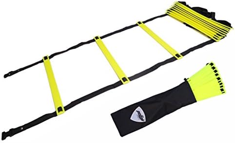 Pepup Unisex Youth Super Flat 10 Rungs Adjustable Speed Agility Ladder-Yellow, 4 m
