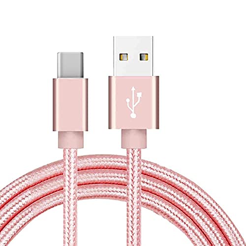 Galaxy Tab S10+ S10 Ultra S9 FE Plus Ultra/Tab A8 10.5/TAB A9/A05 A04s S21 FE Nylon Braided USB C Charger Cable 1M for Samsung Galaxy A40 A41 A21S A22 A70 A50 A71 A51 A20E A90 5G (ROSE GOLD)