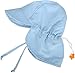 SimpliKids UPF 50+ UV Ray Sun Protection Baby Hat w/ Neck Flap & Drawstring,Light Blue,0-12 Months