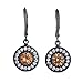 Lureme Champagne Round Cut Cz Crystal Halo Black Rhodium Leverback Dangle Earrings for Women 02002618-er