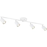BoostArea LED 4 Light Track Lighting Kit, White 4 Way Ceiling Spot Lighting, Flexibly Rotatable Light Head for Kitchen, Livin