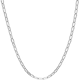 Savlano 925 Sterling Silver 3.5mm Solid Italian Diamond Cut Paperclip Link Chain Necklace with Gift Box for Women & Men - Made in Italy