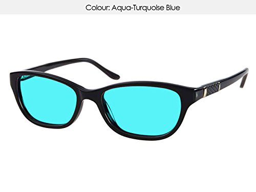 MADE TO ORDER Designer AQUA-TURQUOISE BLUE UV400 tinted Visual Stress/ Meares-Syndrome Glasses - (Adults)