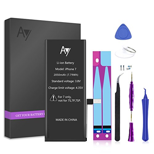 iPhone 7 Battery Replacement 2200mAh with Complete Repair Tools Kit, Adhesive, and Instructions 0 Cycle - 1 Year Warranty by AY
