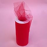 Tulle Fabric Spool/Roll 6 inch x 25 yards (75 feet), 34 Colors Available, On Sale Now! (Red (03))