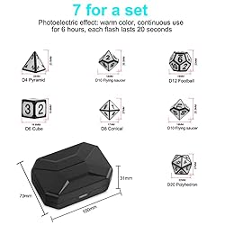 HTPOW Light Up DND Dice Set of 7 USB Rechargeable