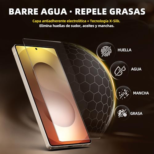 Película protectora de pantalla de vidrio templado 9H [3 piezas] para Samsung Galaxy - Alta definición, ultra resistente [Grado Militar] con una herramienta de instalación libre de polvo (S25 Ultra)