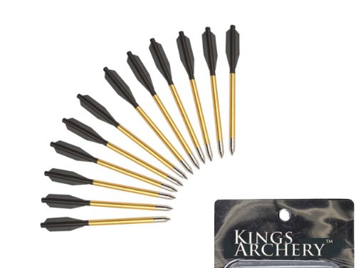 KingsArchery Crossbow Arrows Aluminum (24 Pack) 6 inch bolts in Black and Gold for Hunting Crossbow Pistol Precision Target Arrow Warranty