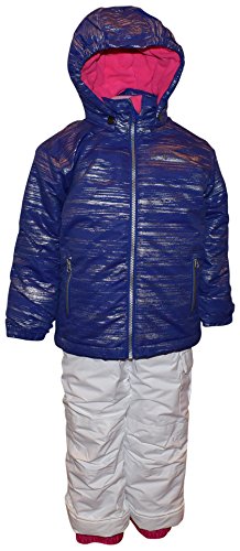 Pulse Toddler and Little Girls' 2 Piece Snowsuit Set Glitter Coat and Snow Bibs (Medium (6/6X), Purple/White)