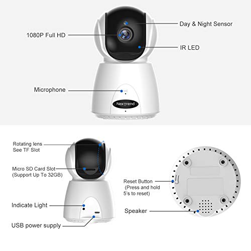 [Newest] Pet Camera, NexTrend 1080P PTZ Wireless WiFi IP Security Camera, Indoor Home Surveillance Camera with Two-Way Audio, Motion Detection, Night Vision, Cloud/TF Card Storage - Thumbnail 7