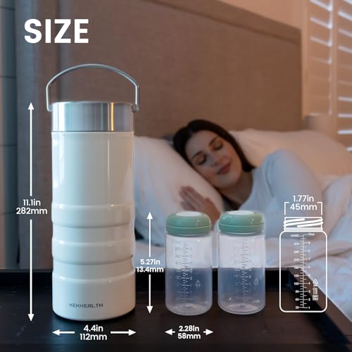 KEKHEALTH 22oz Breast Milk Cooler for Work and Travel, 24 Hours All-Day Cooling, Large Capacity Portable Breastmilk Chiller with 2pcs Breastmilk Storage Bottle, Baby Feeding Essentials