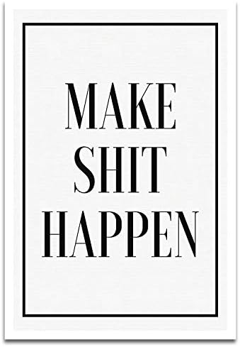 Visionary Prints Make Things Happen - Modern Typography Art Print. Motivational Quotes Poster Print. Black, 13" x 19"