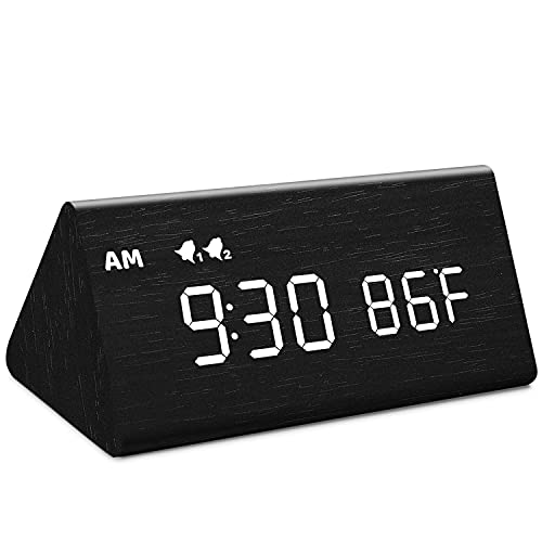 MOSITO Wooden Digital Alarm Clock with 0100 Dimmer, Dual Alarm